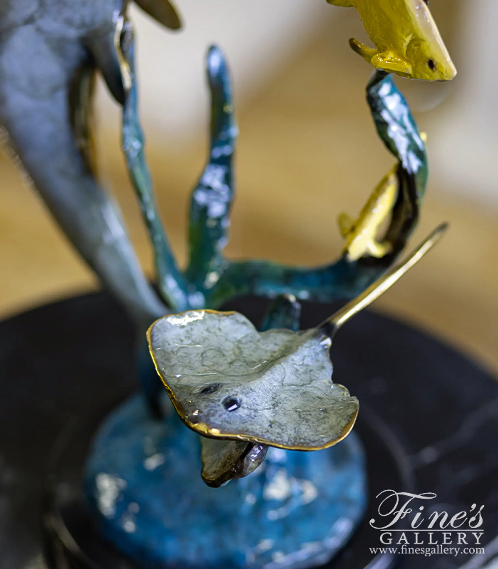 Enamel Bronze Marine Life Table Decor | Dolphin & Sea Turtle